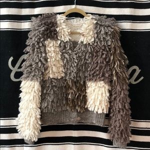 ULLA JOHNSON fringe loop knit cardigan sweater